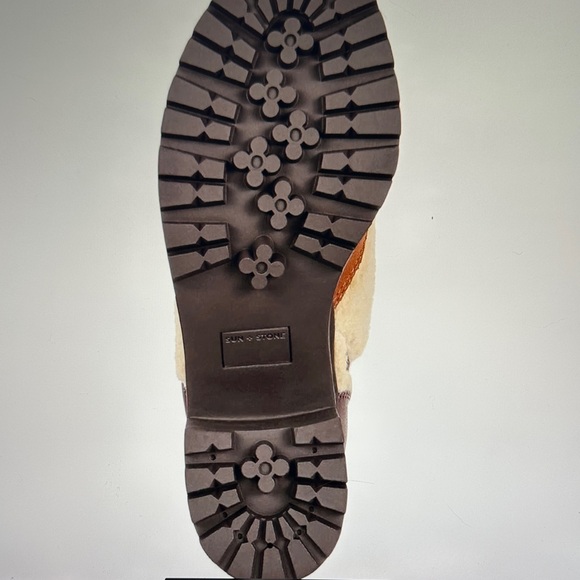 New in Box $100 Sun + Stone Women's Brown and Cream Lace-Up Combat Boots sz 7 - Picture 2 of 10